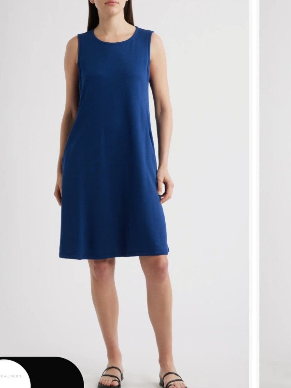 EILEEN FISHER Organic Linen Deep Blue Sleeveless Shift Dress